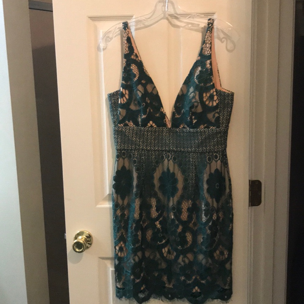 Green Laced Low Cut Dress